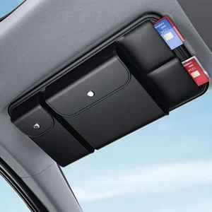 b8e7294d-c15f-4889-827f-4b9f121dd605.webp Black Faux Leather Car Sun Visor Organizer